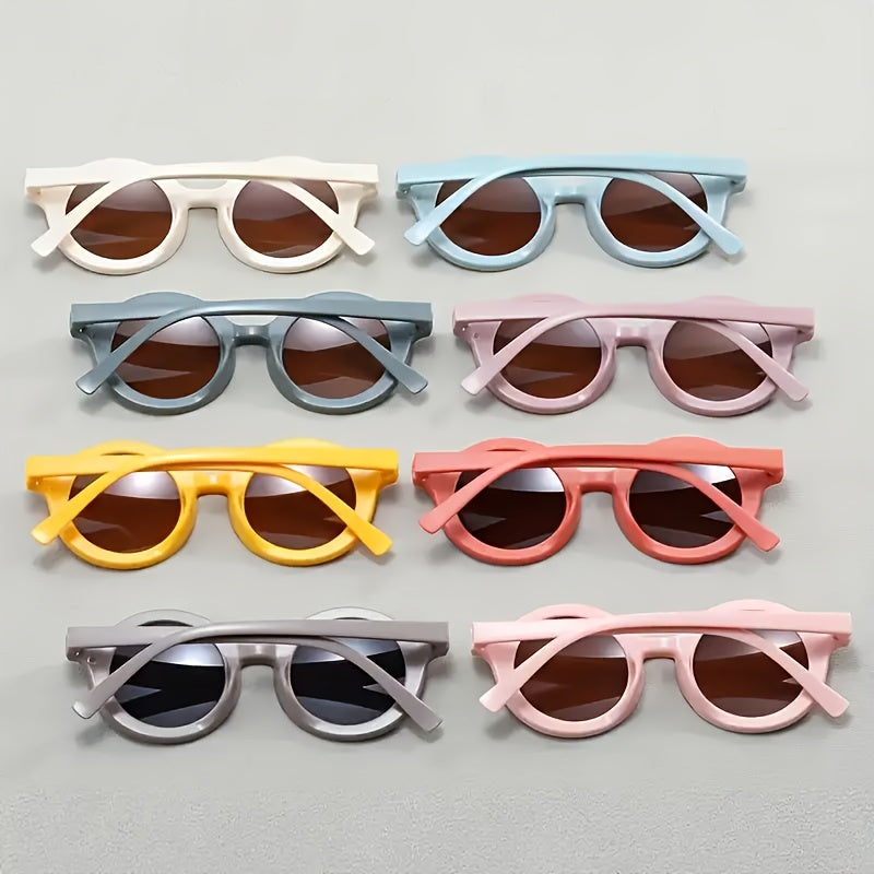 8pcs Lunettes Rondes Rétro Colorées pour Jeunes - Couleurs Mixtes, Design Sportif, Plastique Durable, Idéal pour les Photos, les Fêtes et les Anniversaires