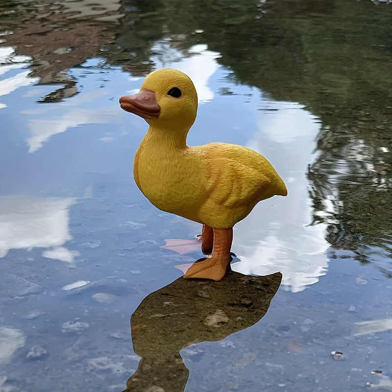 Simulation Animal Toy: Modèle de canard jaune, décoration de bureau pour ordinateur, cadeaux de fête pour amis, Noël, cadeaux de Thanksgiving, couleur mélangée, principal matériau: PVC