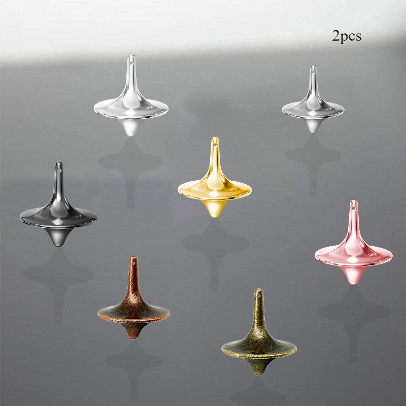 2pcs Toupies Métalliques Minimalistes - Sans Résistance, Jouet Fidget Compact Portable pour Cadeaux d'Halloween et Noël, Décoration de Bureau & Relaxation, Spinner Moderne, Finition Métallisée Élégante