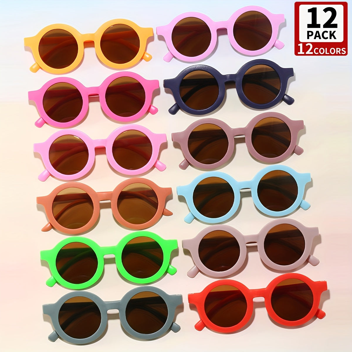 12 paires de lunettes rondes multicolores pour garçons et filles - Lunettes décoratives personnalisées, pratiques et à la mode - Cadeaux de fête, nécessités quotidiennes pour les diplômés, lunettes mignonnes