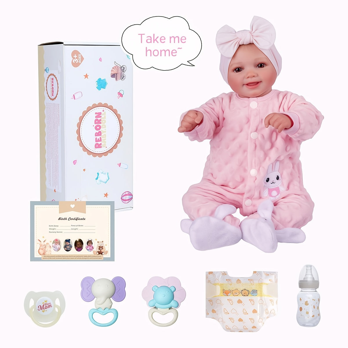 Baby Dolls Reborn BABESIDE Sunny - 17 Pouces Mignonnes et Réalistes, Poupées Bébé Souriantes et Posables avec Accessoires Complets pour Cadeaux pour Enfants de 3 Ans et Plus