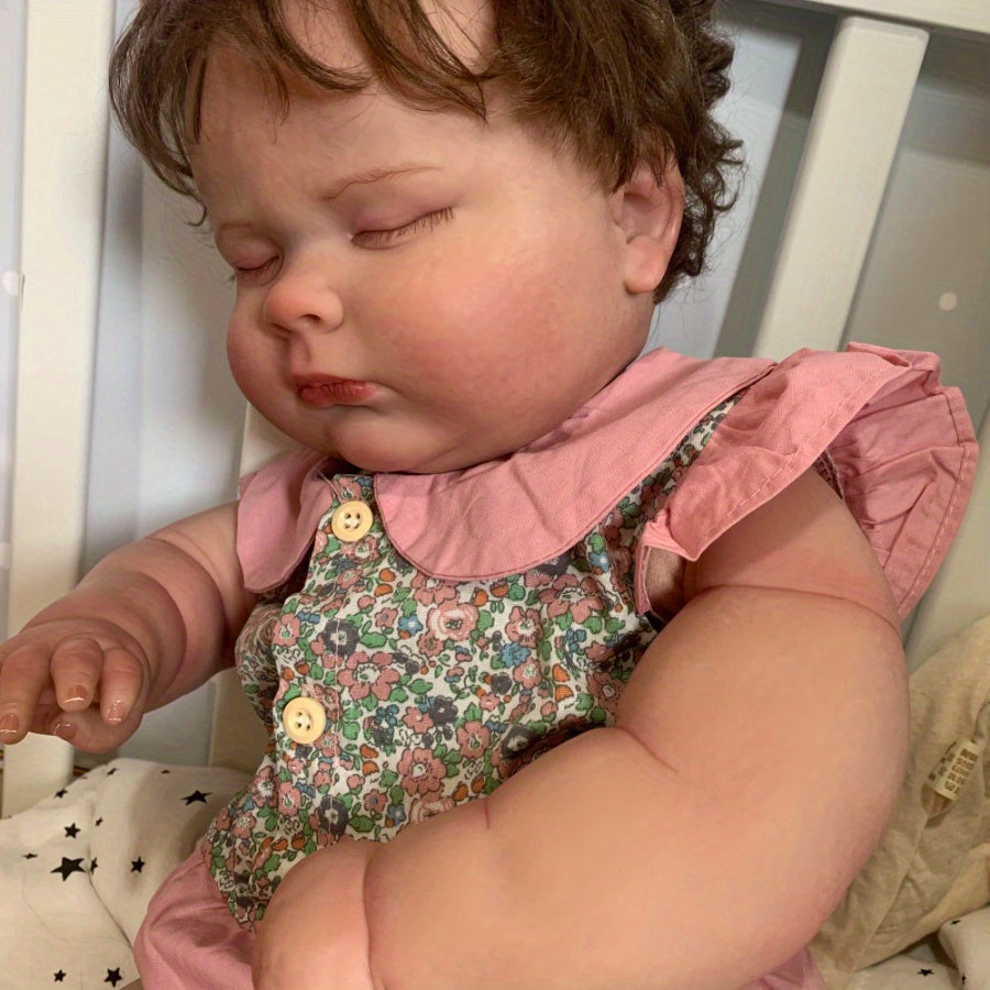23,62 pouces Poupée Bébé Reborn Rose Endormie, Membres en Vinyle Peau 3D, Veine Vasculaire Réaliste, Poupée Princesse Enfant, Corps en Tissu Doux, Jouet Maison de Jeu, Cadeau d'Anniversaire Parfait