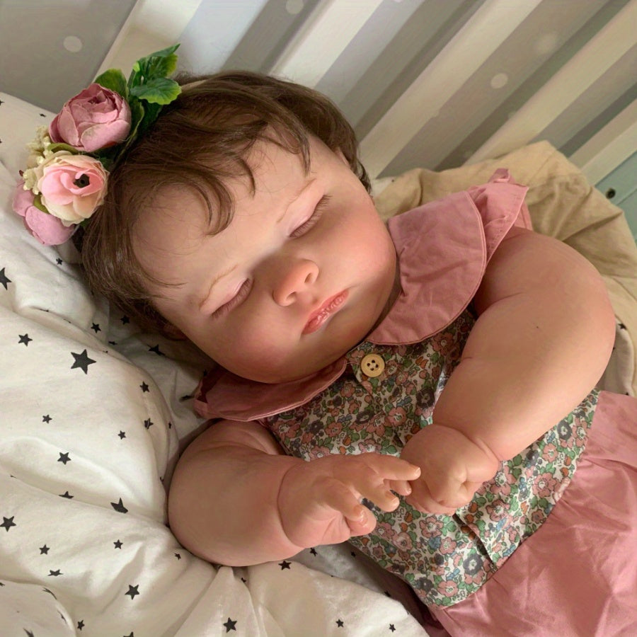 23,62 pouces Poupée Bébé Reborn Rose Endormie, Membres en Vinyle Peau 3D, Veine Vasculaire Réaliste, Poupée Princesse Enfant, Corps en Tissu Doux, Jouet Maison de Jeu, Cadeau d'Anniversaire Parfait