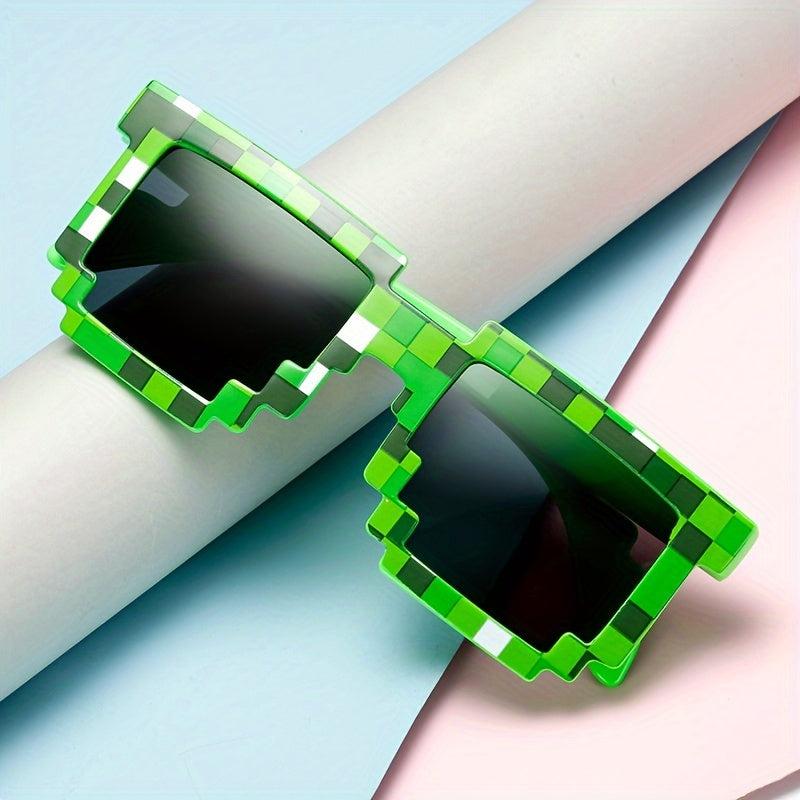 1pc\u002F3pcs\u002F5pcs - Lunettes Style Pixel, Lunettes de Mode, Lunettes Creeper, Lunettes Drôles, Lunettes Décoratives