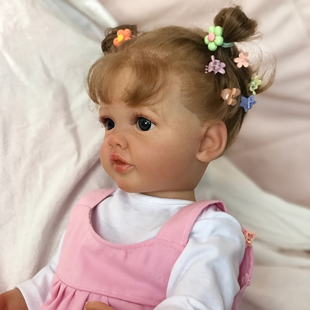 1pc Poupée Reborn Réaliste de 22 Pouces en Vinyle Complet, Jeune Fille Réaliste avec Veines Visibles, Jouet Baignable Cadeau pour Jeunes de 3 Ans et Plus, Objet de Collection