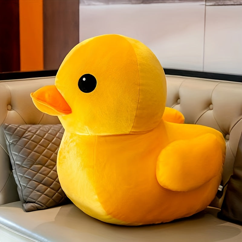 Oreiller en peluche canard jaune large ultra-doux - Jouet animal en peluche mignon avec des caractéristiques réalistes