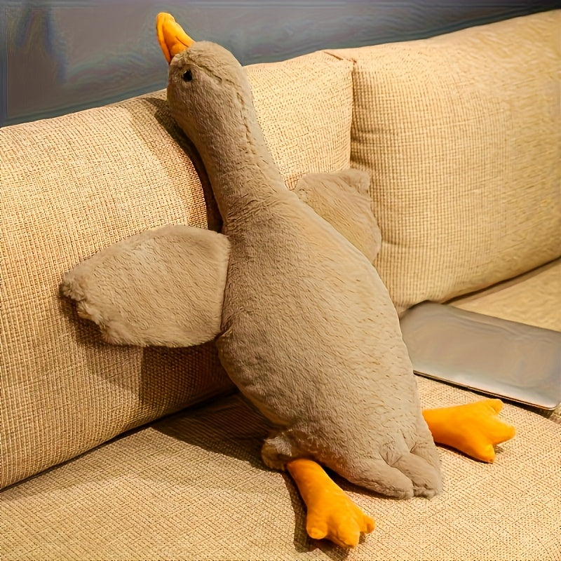 1pc Jouet en peluche de canard doux pour chiens, motif de dessin animé, polyester, stimule l'énergie, recommandé pour les races de taille moyenne, convient aux grands, moyens et petits animaux, jouet pour chien