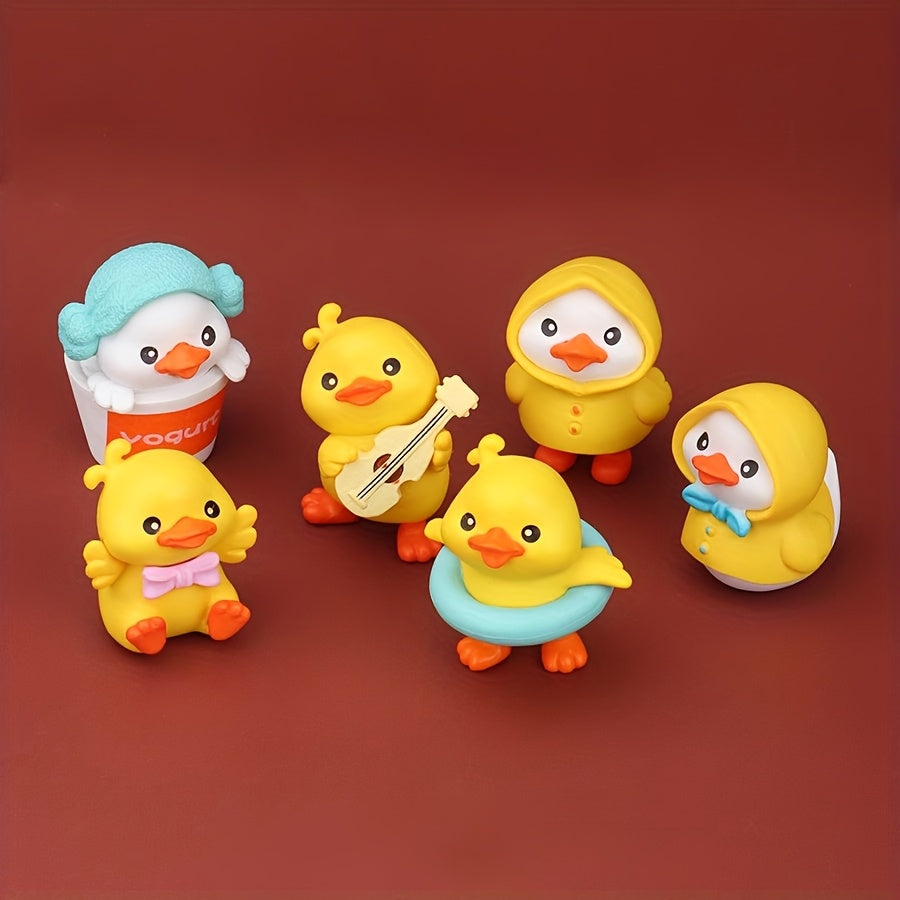 Adorable Petit Canard Jaune Figurine de Canard de Dessin Animé en Sac Aveugle, Modèle Animal, Poupée de Simulation, Cadeau Mini