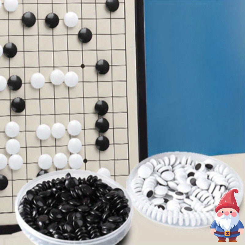 1 ensemble de jeu avancé de Go chinois avec plateau pliable - pièces d'échecs classiques noires et blanches, jeu de collection artisanal, idéal pour Noël, Thanksgiving et la Saint-Valentin