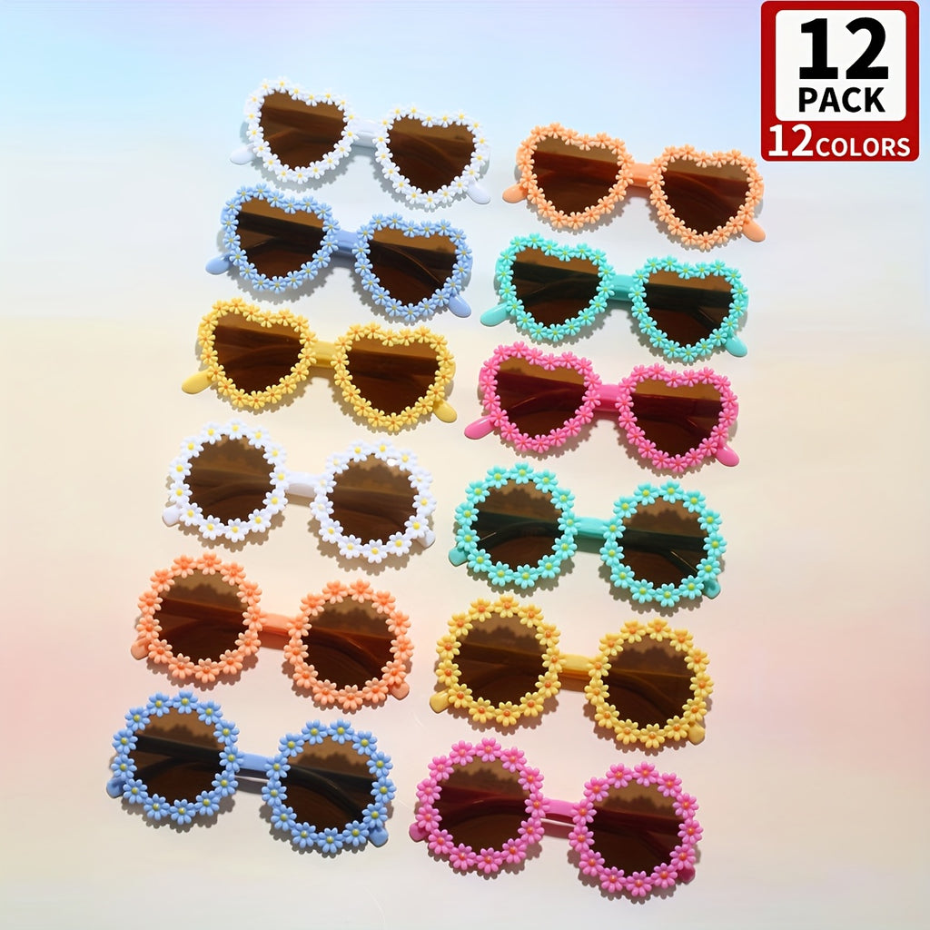 12 paires de lunettes rondes en forme de cœur personnalisées pour garçons et filles - Lunettes de décoration de mode pour catwalk, fête, danse et tendance - Très adaptées pour des lunettes cadeau