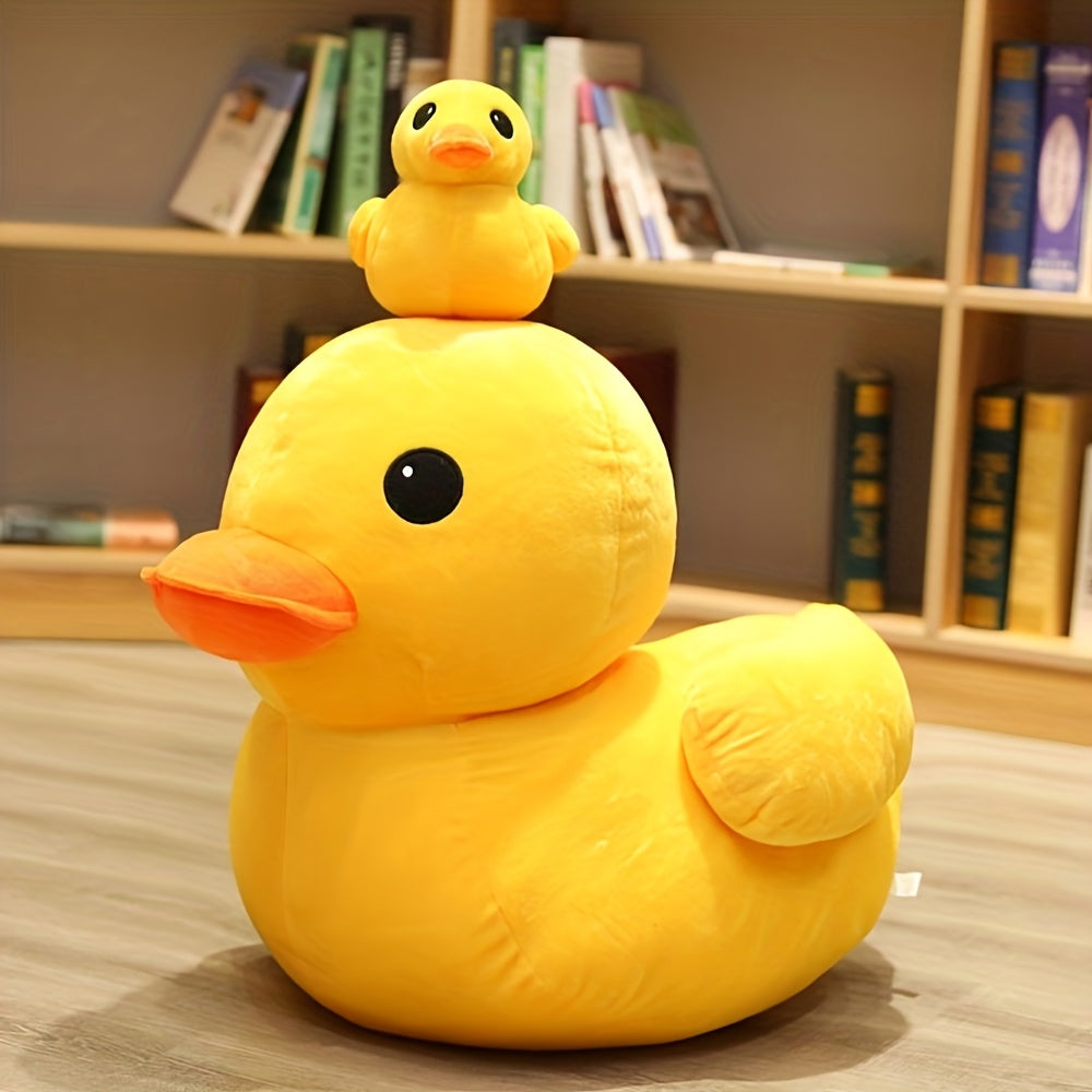 Oreiller en peluche canard jaune large ultra-doux - Jouet animal en peluche mignon avec des caractéristiques réalistes