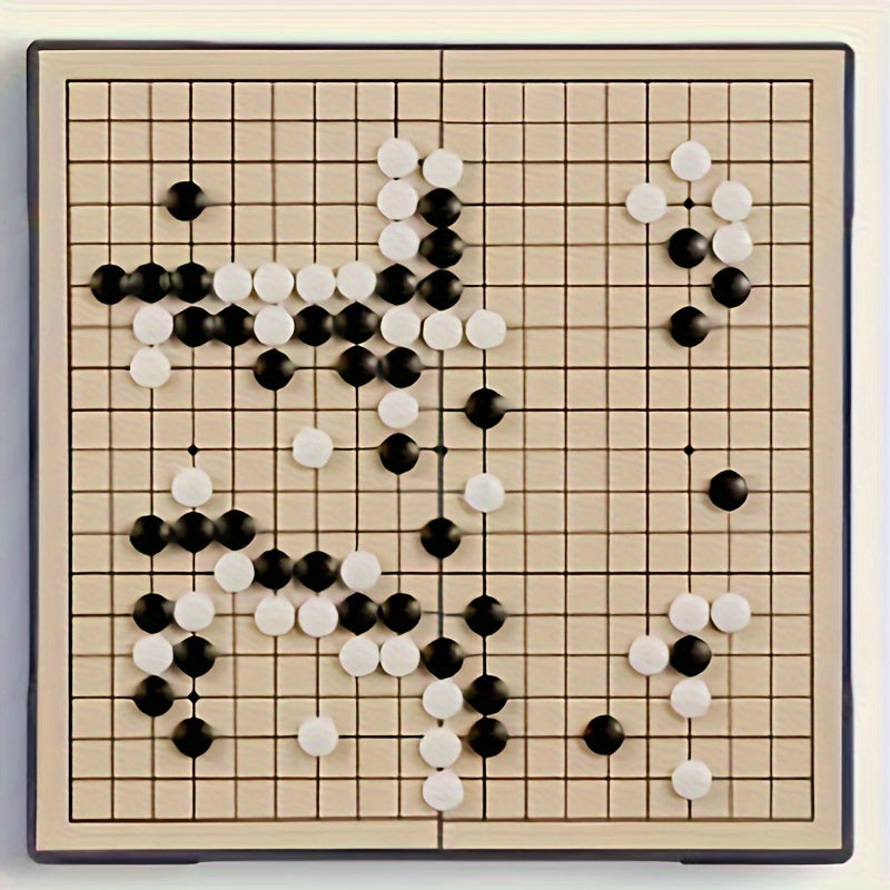 Jeu de Go Magnétique Portable de 11.2 pouces - Planche en Bois Pliable pour Gomoku Go, Idéal pour les Voyages & les Fêtes à la Maison, Comprend des Pièces Noires & Blanches