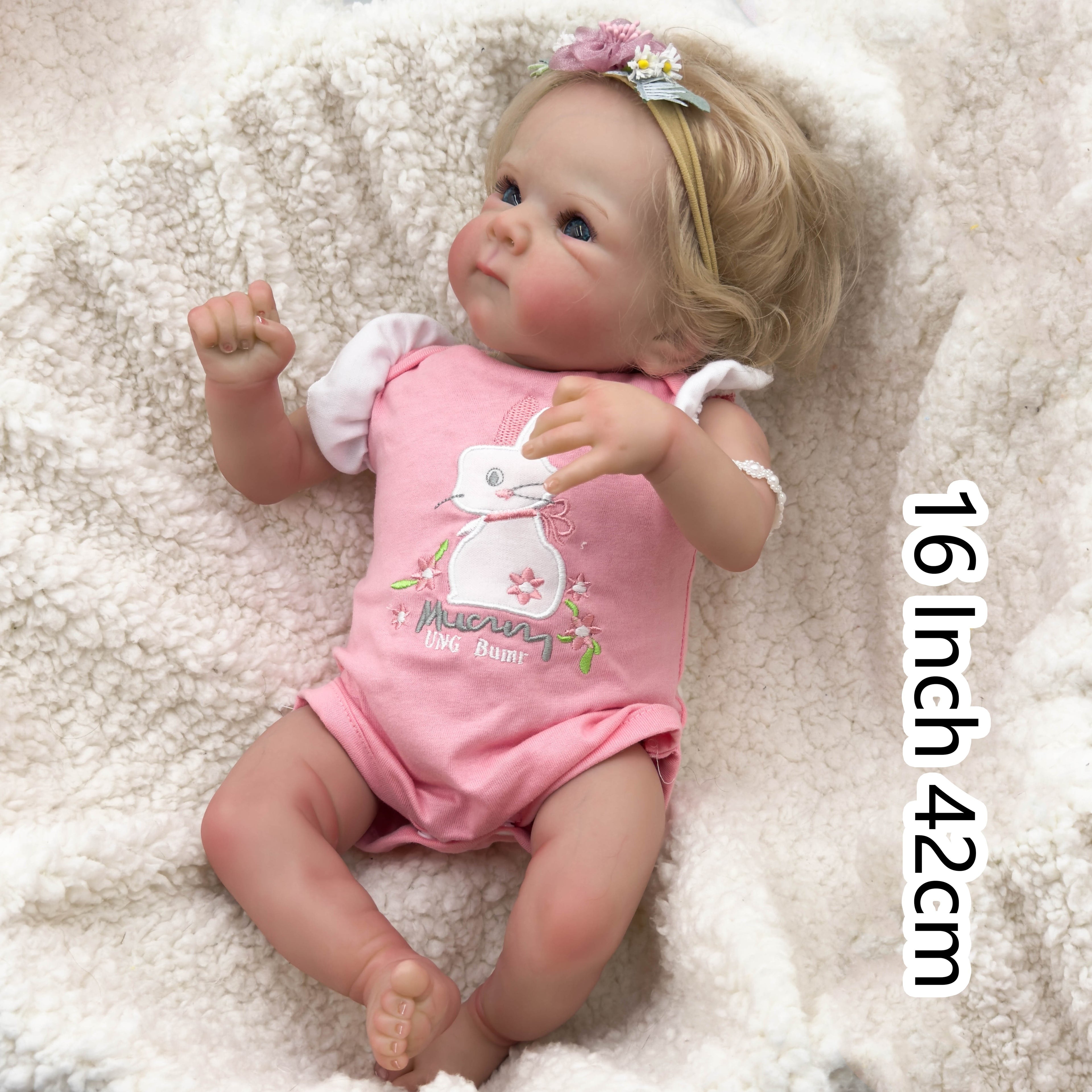 Poupées Reborn de 16 pouces 42cm finies qui ressemblent à des bébés réels, faites à la main, réaliste, nouvelle poupée bébé fille, jouet pour l'âge de 3+, idéal pour un cadeau d'anniversaire