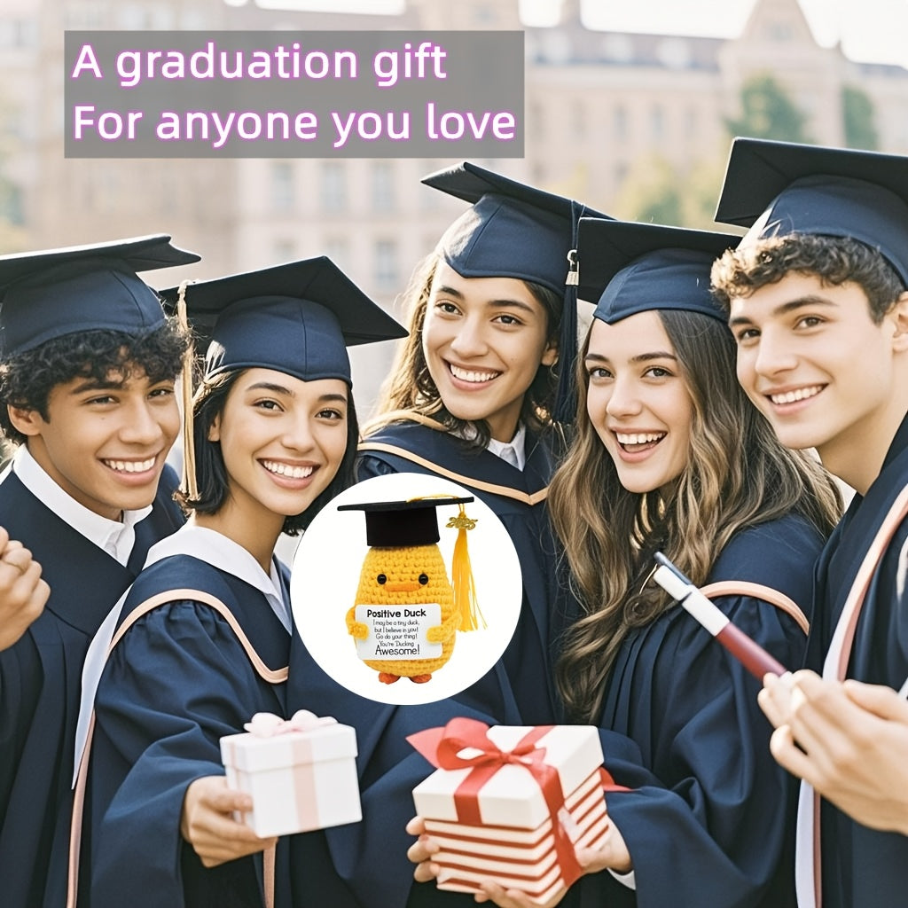 2025 Cadeau de Diplômation - Canard Mignon avec Toque et Carte, Présent Unique Tissé à la Main Parfait pour les Étudiantes Universitaires, Idéal pour les Fêtes de Remise des Diplômes