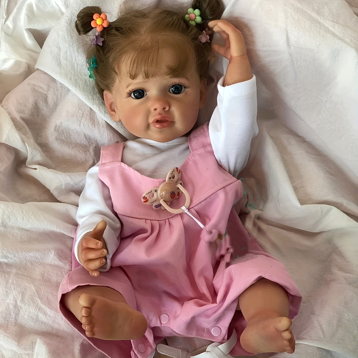 1pc Poupée Reborn Réaliste de 22 Pouces en Vinyle Complet, Jeune Fille Réaliste avec Veines Visibles, Jouet Baignable Cadeau pour Jeunes de 3 Ans et Plus, Objet de Collection