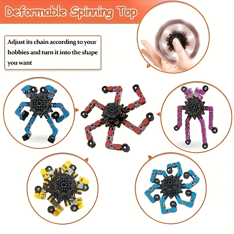 12pcs Jouets Sensoriels Fidget Spinner - Tournevis Mécanique Transformable en Spirale, Jouet de Main Relaxant Créatif, Jouets Gyroscopiques pour le Bout des Doigts, Matériau en Plastique, Pas d'Électricité Nécessaire, Jouets Fidget