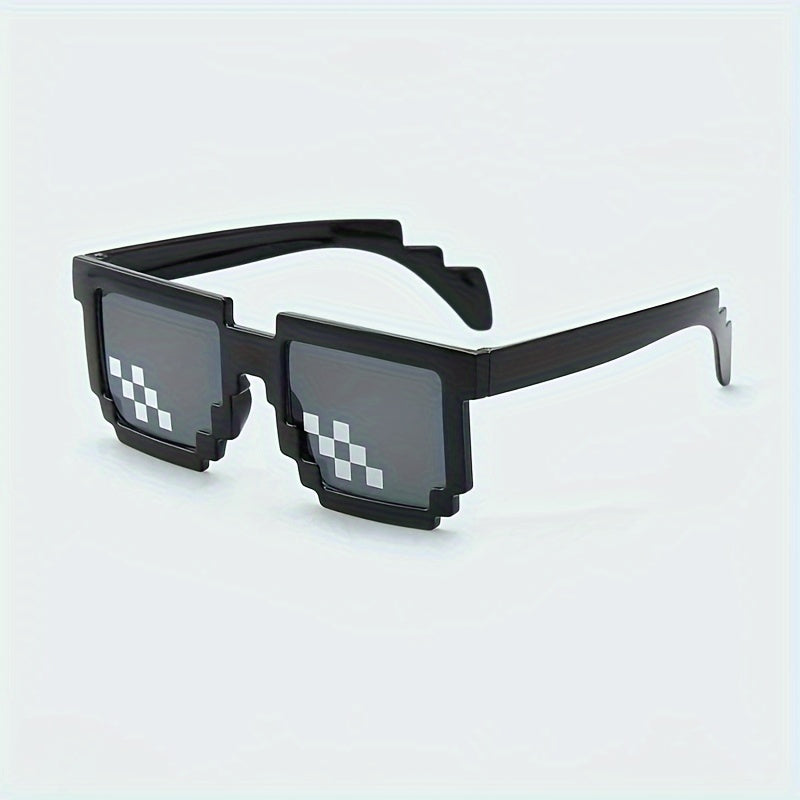 1 Paire de Lunettes Tendance pour Jeunes avec Design Pixelisé en Forme de Coche - Monture Carrée Noir\u002FBlanc, Accessoires Décoratifs Casuals pour Garçons & Filles 3-14 Ans, Fêtes, Accessoires Photo, Lunettes Durables pour Ados