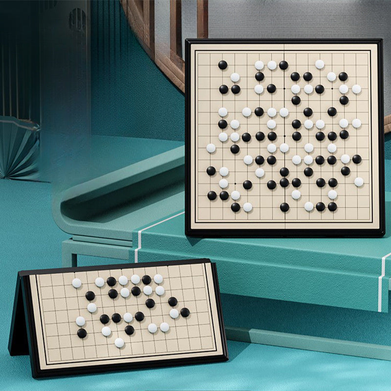 Jeu de Go Chinois Haut de Gamme avec Plateau Pliable - Pièces Classiques Noires et Blanches, Jeu de Collection Artisanal