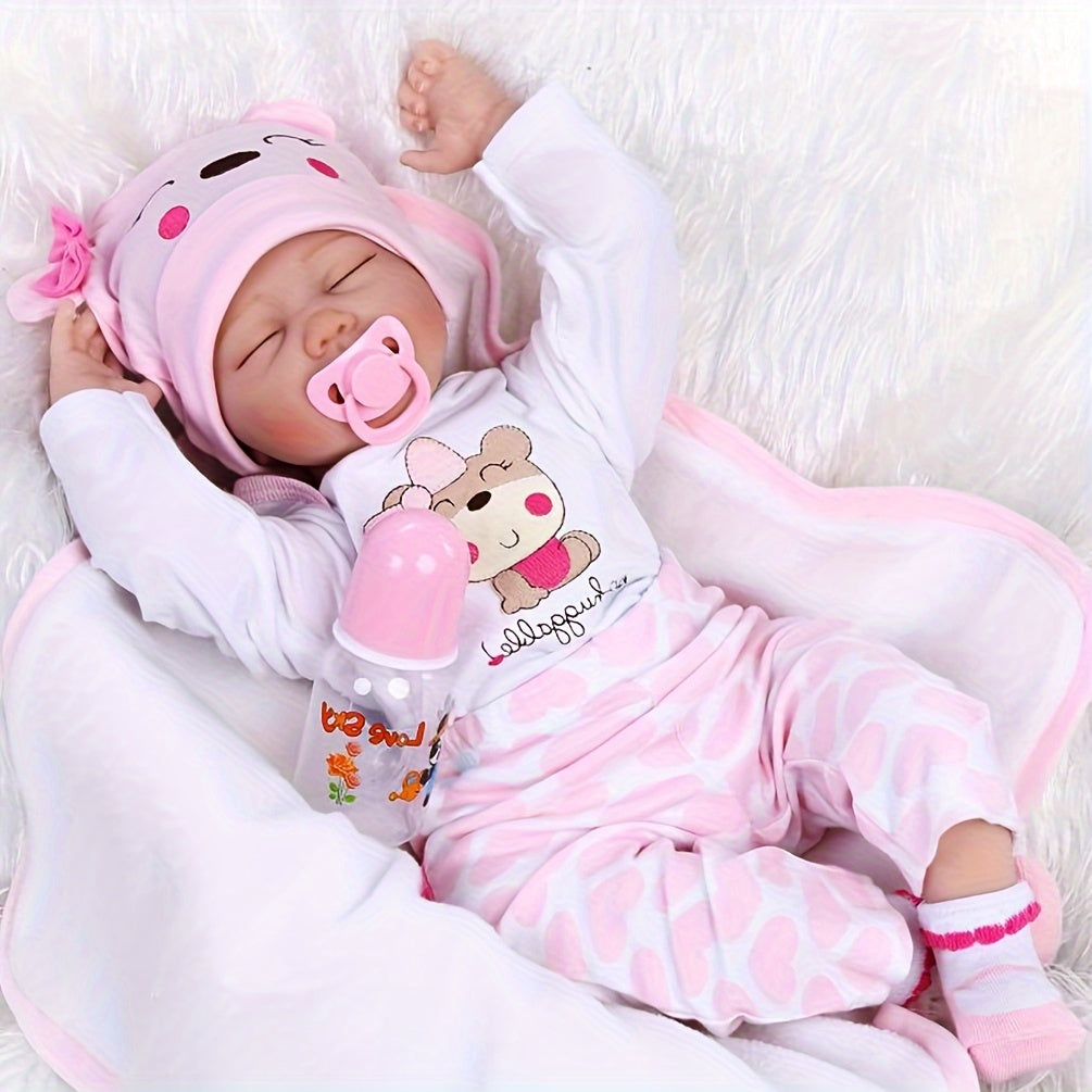 Poupées bébé réalistes de 22 pouces, poupée fille nouveau-née avec veines réalistes, vinyle fait main avec corps en tissu lesté, ensemble cadeau peint avancé pour les enfants de 3 ans et plus