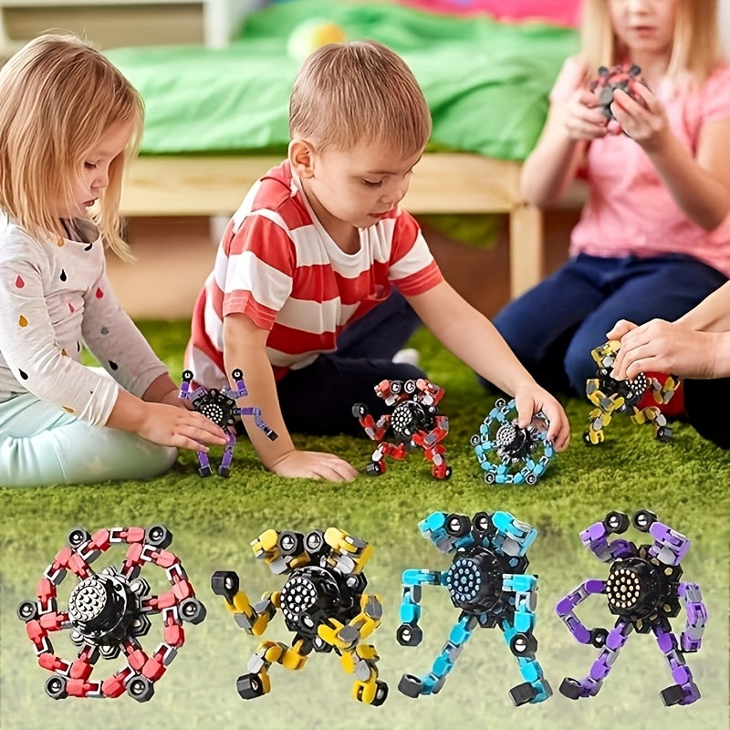 15pcs Jouets Fidget Spinner Transformables - Twister Mécanique en Spirale, Tour de Création, Jouets à Main pour Soulager le Stress, Cadeaux de Fête et d'Anniversaire, Pas Besoin de Piles, Design Joufflu avec Cœurs, Étoiles et Espaces Navals, Jouet Fidget
