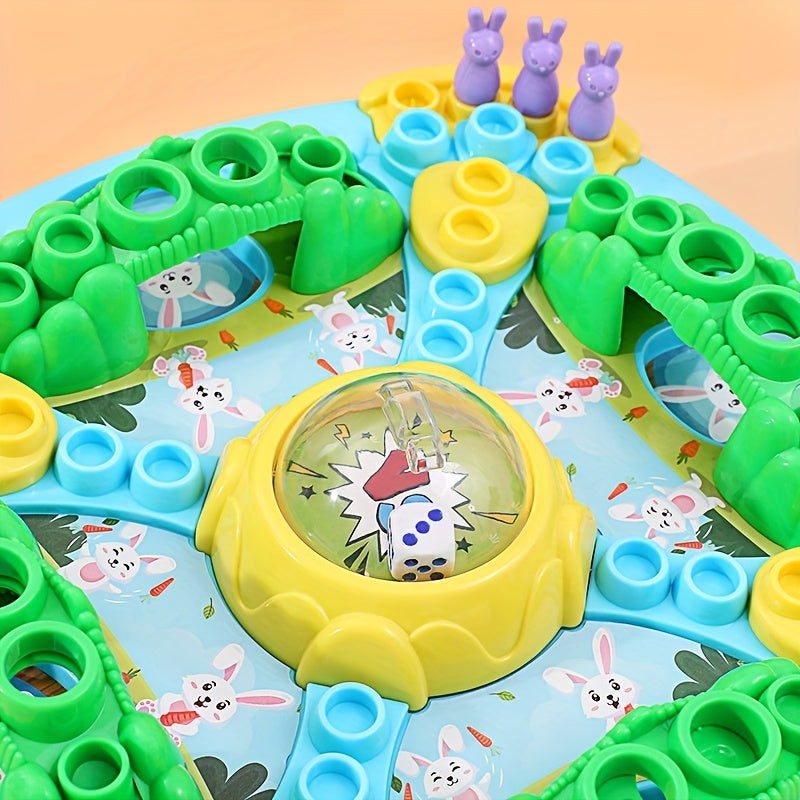 Jeu d'Échecs Volant Petit Lapin - Stratégie Familiale Interactif pour 4 Joueurs, Jouet Éducatif pour 3 ans et plus, Pièces de Lapins Colorées & Conception Amusante de Tunnels, Matériau ABS Durable, Cadeau Idéal pour Anniversaire et Noël
