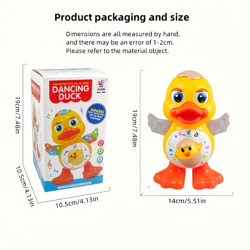 Canard dansant interactif avec musique, lumières dynamiques et effets de clignement des yeux, jouet éducatif en plastique durable pour enfants de 0 à 3 ans, piles non incluses