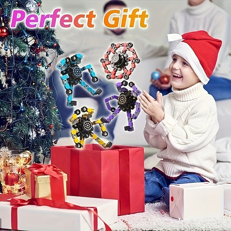 15pcs Jouets Fidget Spinner Transformables - Twister Mécanique en Spirale, Tour de Création, Jouets à Main pour Soulager le Stress, Cadeaux de Fête et d'Anniversaire, Pas Besoin de Piles, Design Joufflu avec Cœurs, Étoiles et Espaces Navals, Jouet Fidget