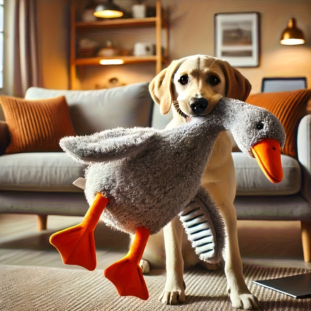 1pc Jouet en peluche de canard doux pour chiens, motif de dessin animé, polyester, stimule l'énergie, recommandé pour les races de taille moyenne, convient aux grands, moyens et petits animaux, jouet pour chien
