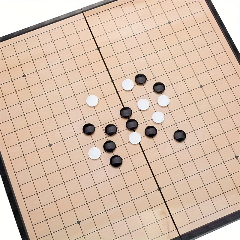 Jeu de Go Magnétique Portable de 11.2 pouces - Planche en Bois Pliable pour Gomoku Go, Idéal pour les Voyages & les Fêtes à la Maison, Comprend des Pièces Noires & Blanches