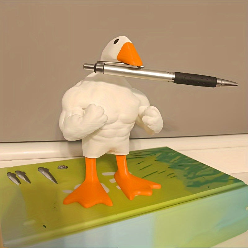 1pc Poupée Canard Musclé Résine Forte Statue de Canard de Dessin Animé Drôle Amusant Décoration de Maison Cadeau de Fête
