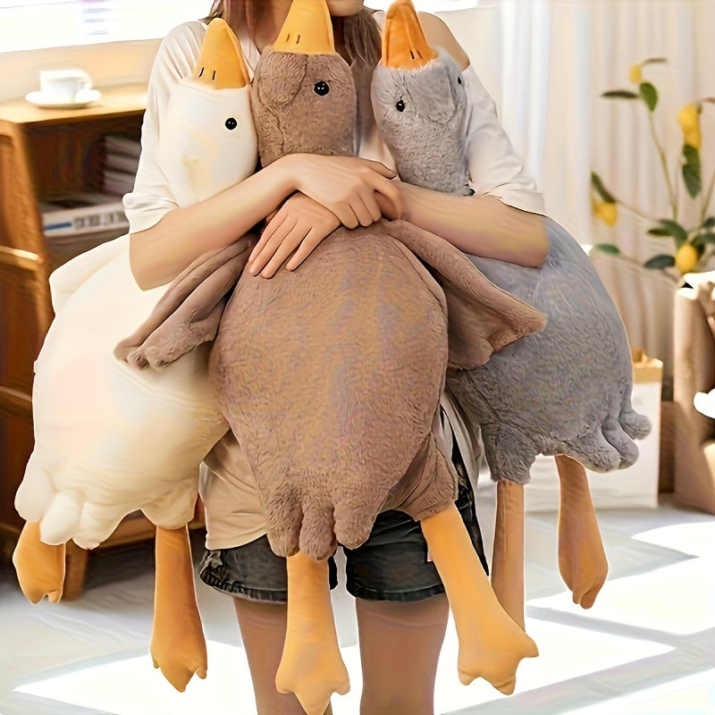 1pc Jouet en peluche de canard doux pour chiens, motif de dessin animé, polyester, stimule l'énergie, recommandé pour les races de taille moyenne, convient aux grands, moyens et petits animaux, jouet pour chien