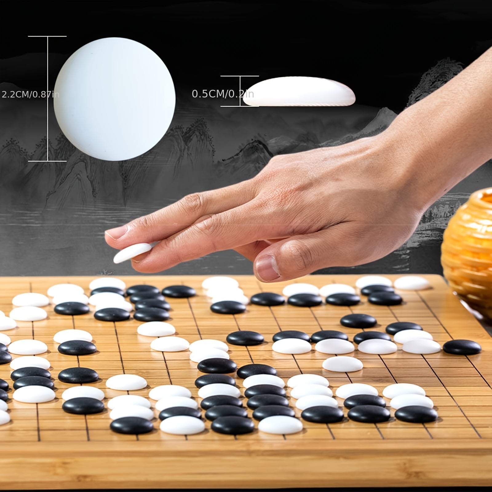 Ensemble de jeu de Go, comprenant un plateau en simili cuir, des pierres de jade imitation et deux conteneurs en résine - un ensemble de jeu de plateau stratégique, parfait pour les fêtes et les activités en plein air.