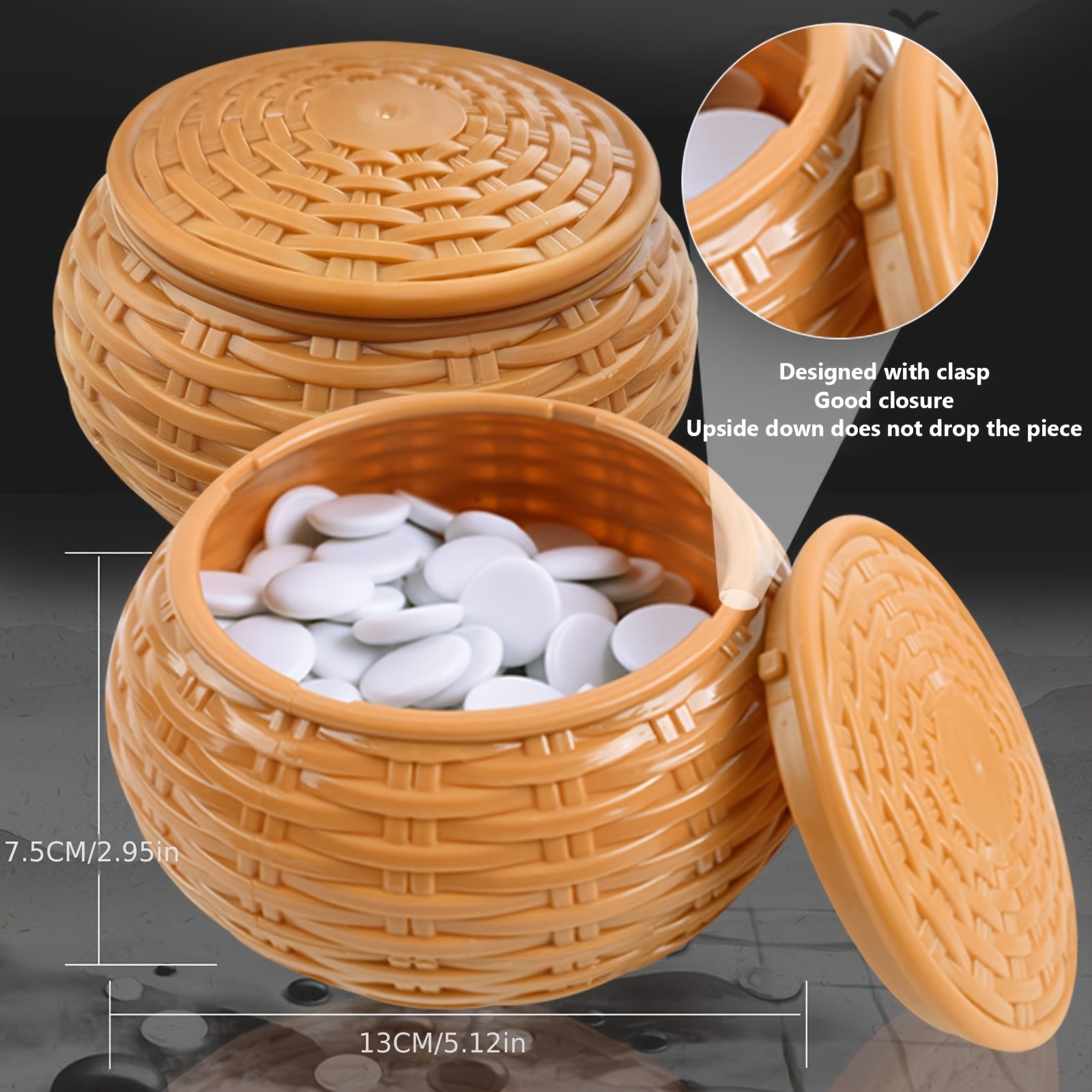 Ensemble de jeu de Go, comprenant un plateau en simili cuir, des pierres de jade imitation et deux conteneurs en résine - un ensemble de jeu de plateau stratégique, parfait pour les fêtes et les activités en plein air.