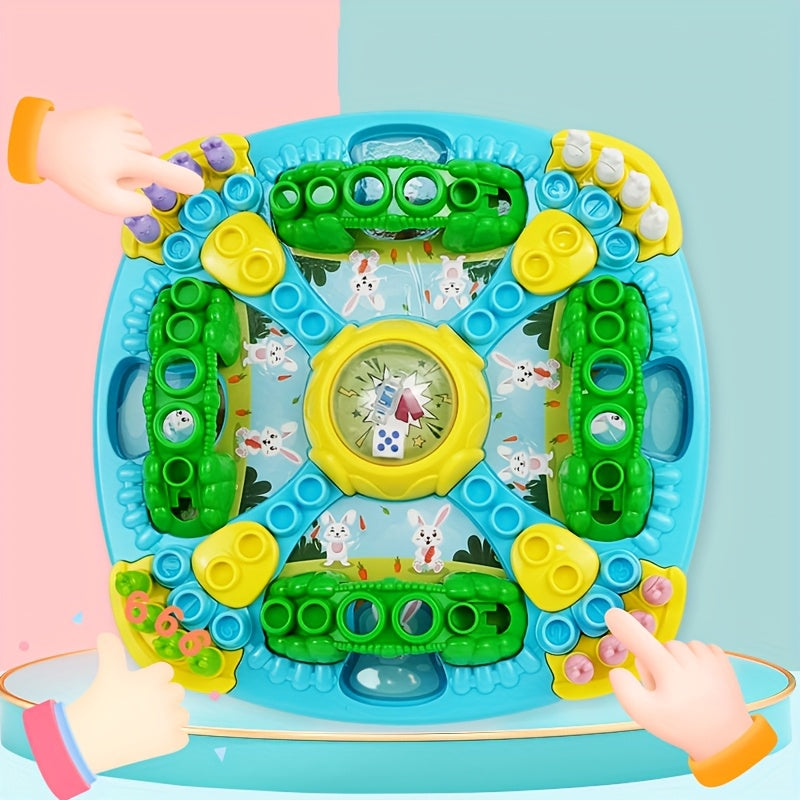 Jeu d'Échecs Volant Petit Lapin - Stratégie Familiale Interactif pour 4 Joueurs, Jouet Éducatif pour 3 ans et plus, Pièces de Lapins Colorées & Conception Amusante de Tunnels, Matériau ABS Durable, Cadeau Idéal pour Anniversaire et Noël