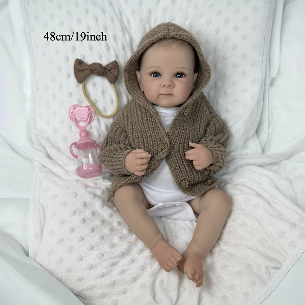Poupée reborn en vinyle complet de 19 pouces (48 cm) pour jeune fille, jouet artisanal de mode pour cadeau d'anniversaire pour enfant, jouet de bain