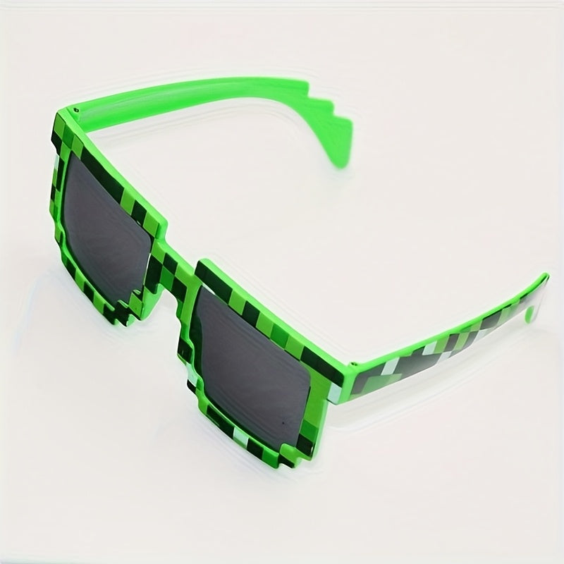 6pcs Lunettes Pixel Colorées - Accessoires de Fête à Thème Mineur & Accessoires pour Photomaton pour Anniversaires et Soirées Gaming - Montures en Plastique Durables en Vert, Bleu, Jaune, Violet, Orange