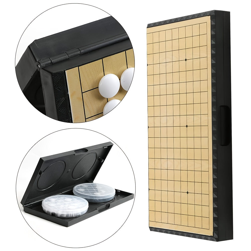 Ensemble de jeu de Go pliable magnétique de luxe de 11,41 pouces avec 19x tableau + 300 pièces noires et blanches, idéal pour les fêtes et les activités de plein air, Noël et Thanksgiving