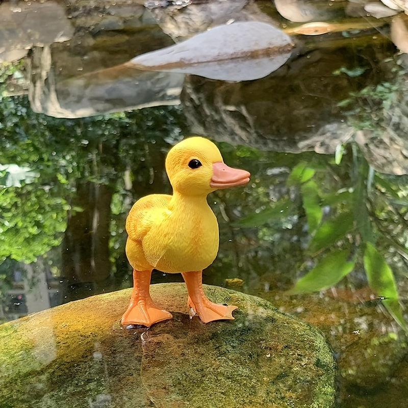 Simulation Animal Toy: Modèle de canard jaune, décoration de bureau pour ordinateur, cadeaux de fête pour amis, Noël, cadeaux de Thanksgiving, couleur mélangée, principal matériau: PVC