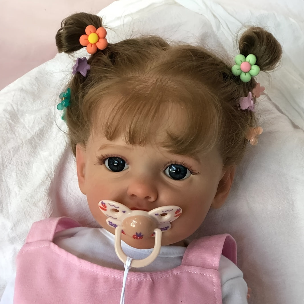1pc Poupée Reborn Réaliste de 22 Pouces en Vinyle Complet, Jeune Fille Réaliste avec Veines Visibles, Jouet Baignable Cadeau pour Jeunes de 3 Ans et Plus, Objet de Collection