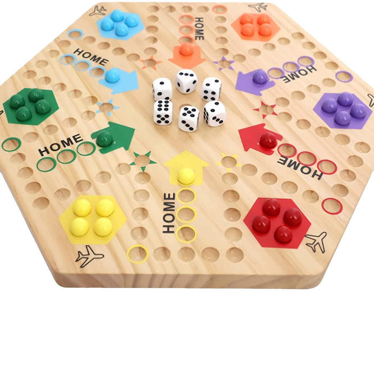 Jeu de Société en Bois Recto-Verso - Échecs Volants Hexagonaux pour 4 à 6 Joueurs, Pièces Colorées et Conception Retroussable, Parfait pour les Fêtes, le Plaisir Familial et le Jeu Stratégique