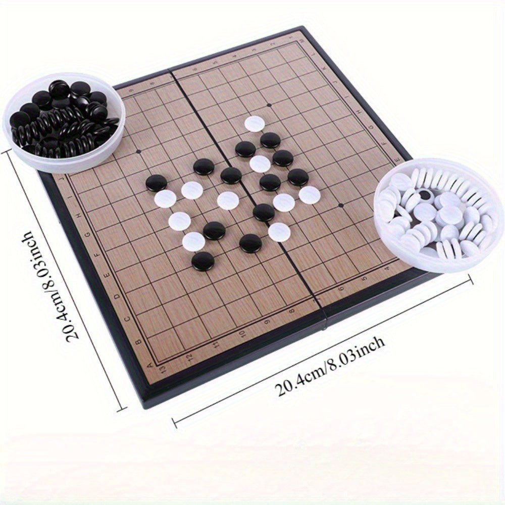 Jeu de Société Go Magnétique Pliable - Plateau Stratégique Portable avec Pièces Magnétiques Noires et Blanches en Matériau Plastique Durable - Idéal pour les Voyages, Soirées Familiales Amusantes - Cadeau d'Anniversaire Parfait