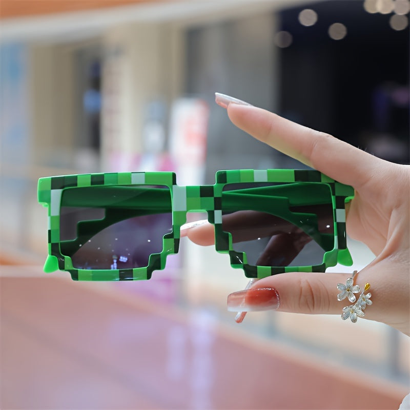 6pcs Lunettes Pixel Colorées - Accessoires de Fête à Thème Mineur & Accessoires pour Photomaton pour Anniversaires et Soirées Gaming - Montures en Plastique Durables en Vert, Bleu, Jaune, Violet, Orange