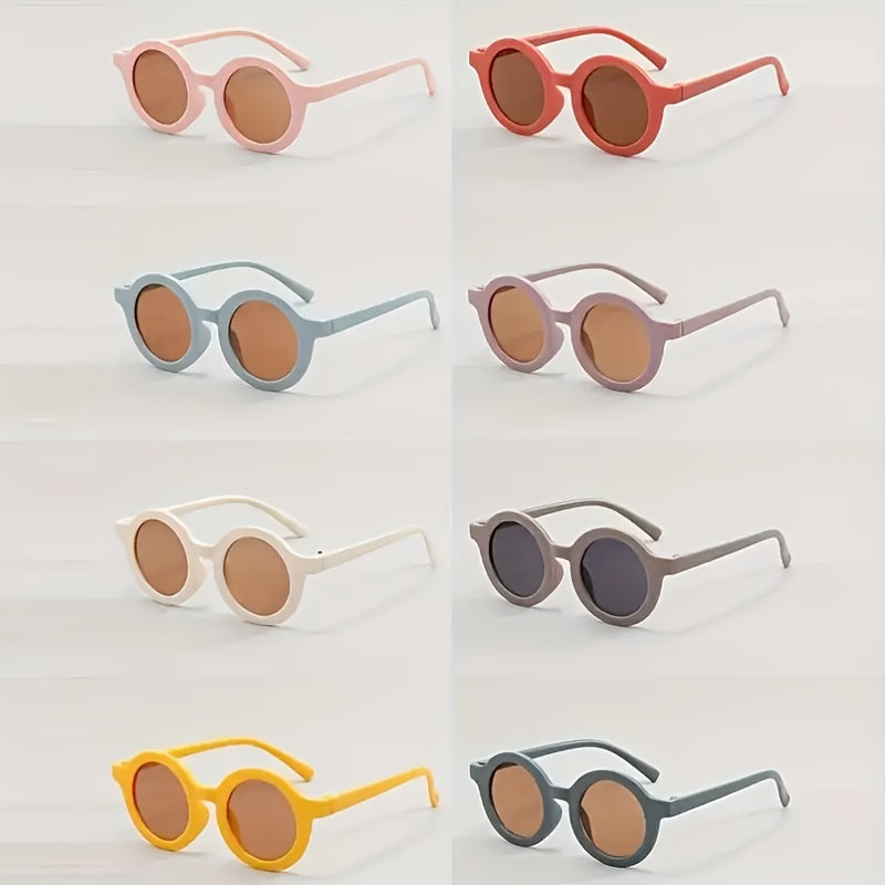 8pcs Lunettes Rondes Rétro Colorées pour Jeunes - Couleurs Mixtes, Design Sportif, Plastique Durable, Idéal pour les Photos, les Fêtes et les Anniversaires