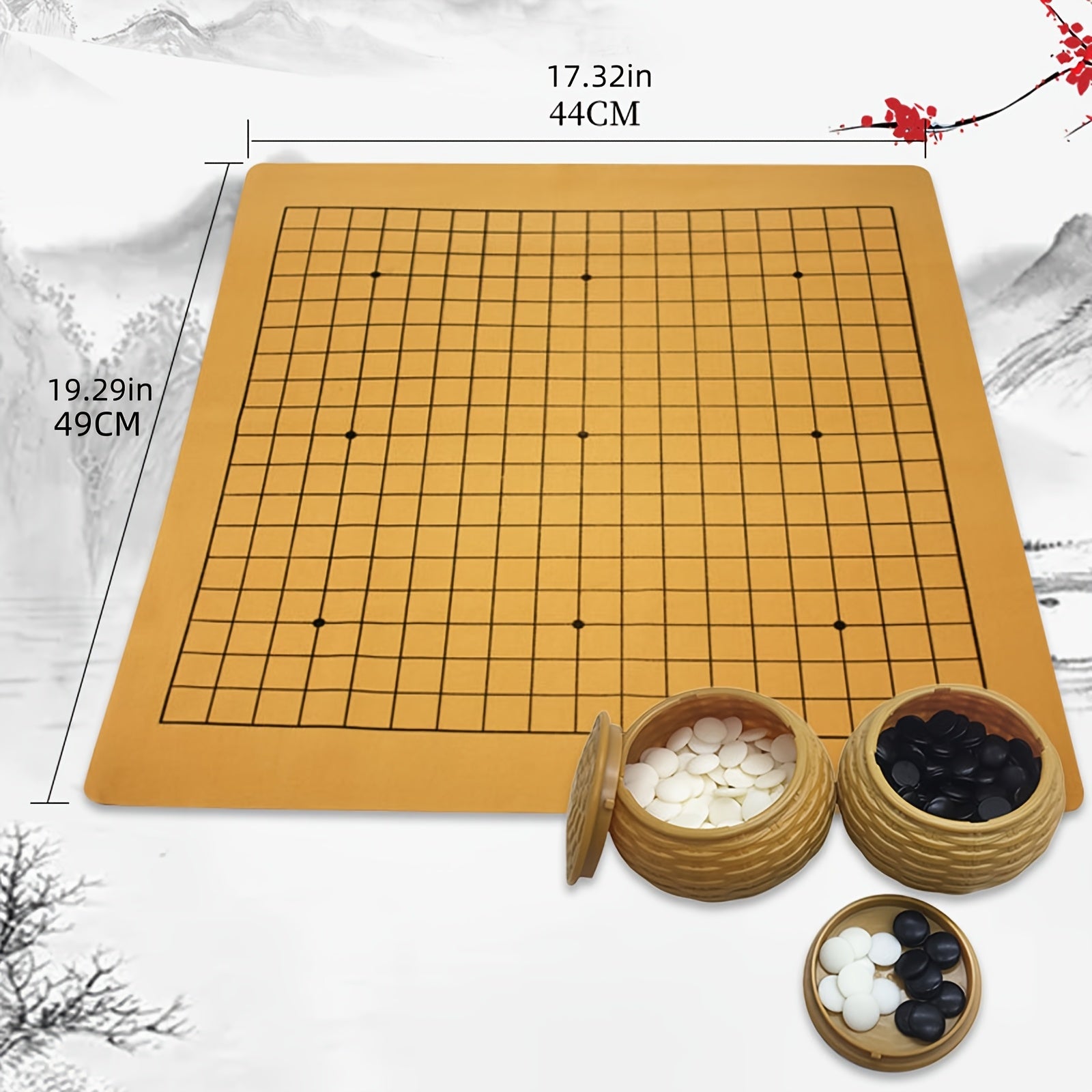 Ensemble de jeu de Go, comprenant un plateau en simili cuir, des pierres de jade imitation et deux conteneurs en résine - un ensemble de jeu de plateau stratégique, parfait pour les fêtes et les activités en plein air.