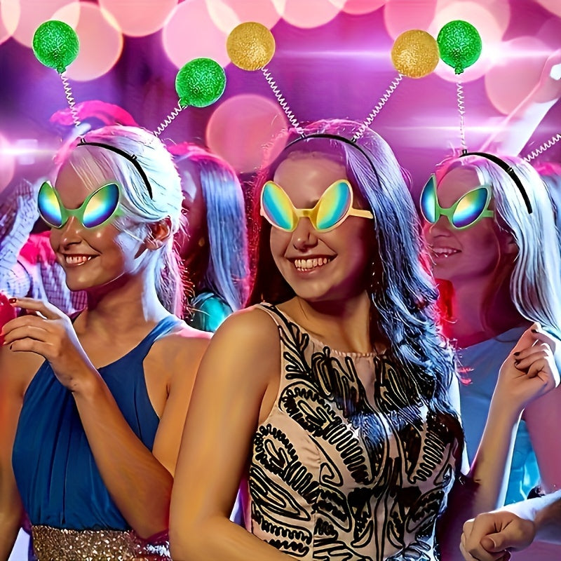 10pcs Alien Eyewear - Lunettes vertes en polycarbonate avec verres noirs, accessoires amusants pour costumes pour anniversaires et fêtes, accessoires décoratifs unisexe, accessoire de fête | Design futuriste | Lunettes durables