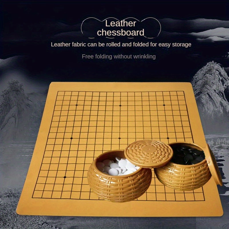 Ensemble de plateau d'échecs pliable et portable avec étui en cuir, matériau ABS, jeu de loisirs de bureau, cadeau idéal pour les vacances