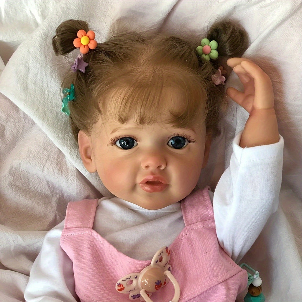 1pc Poupée Reborn Réaliste de 22 Pouces en Vinyle Complet, Jeune Fille Réaliste avec Veines Visibles, Jouet Baignable Cadeau pour Jeunes de 3 Ans et Plus, Objet de Collection