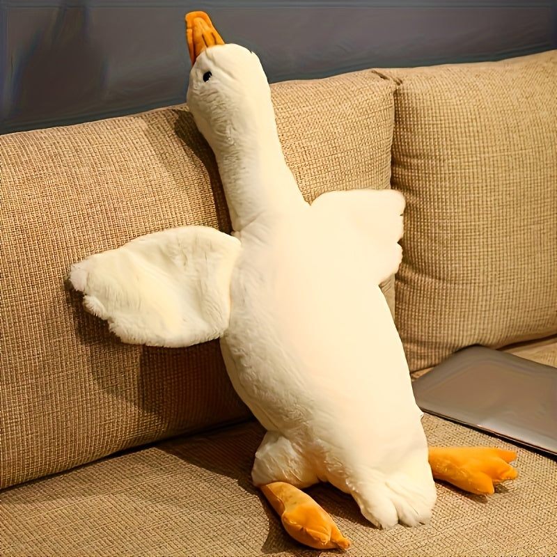 1pc Jouet en peluche de canard doux pour chiens, motif de dessin animé, polyester, stimule l'énergie, recommandé pour les races de taille moyenne, convient aux grands, moyens et petits animaux, jouet pour chien