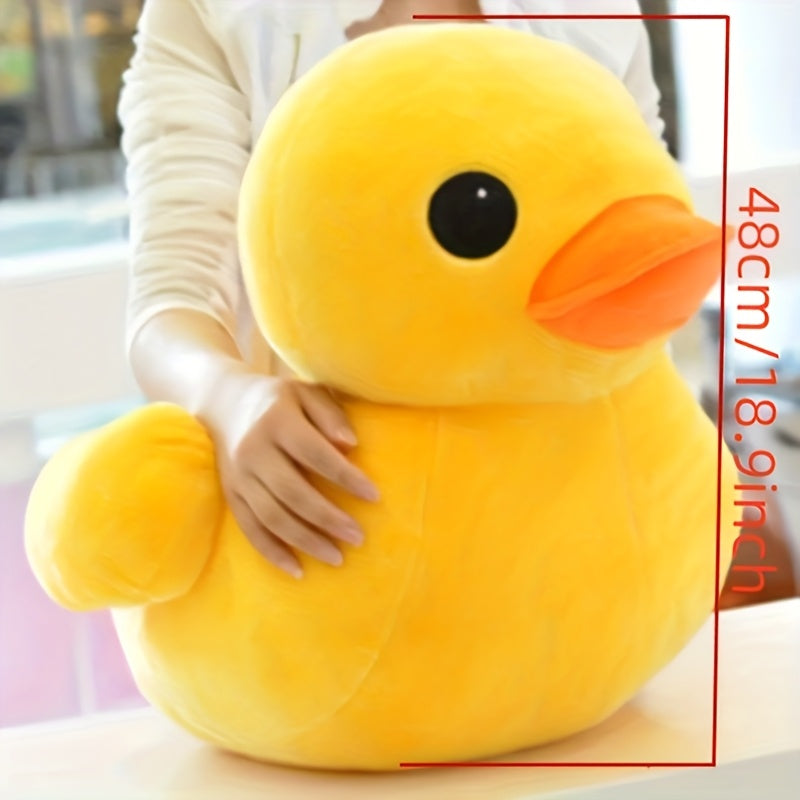 Oreiller en peluche canard jaune large ultra-doux - Jouet animal en peluche mignon avec des caractéristiques réalistes