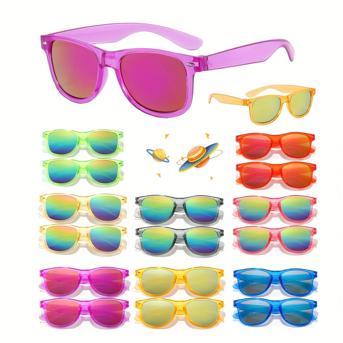 16 pièces Lunettes de Mode pour Enfants - Pack en Gros, Montures Carrées Colorées Néon pour Garçons et Filles 3-8 Ans, Accessoires Légers pour Fêtes d'Anniversaire & Été, Design Ludique et Décoratif